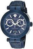 Buy Shop Versace Aion Chronograph Blue Dial Blue Leather Strap Watch for Men - VBR070017 USA Online
