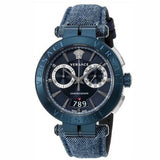 Buy Shop Versace Aion Chronograph Blue Dial Blue Leather Strap Watch for Men - VBR070017 USA Online