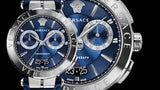 Buy Shop Versace Aion Chronograph Blue Dial Blue Leather Strap Watch for Men - VE1D01220 USA Online