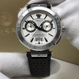 Buy Shop Versace Aion Chronograph White Dial Brown Leather Strap Watch for Men - VBR010017 USA Online