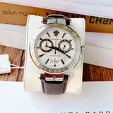 Buy Shop Versace Aion Chronograph White Dial Brown Leather Strap Watch for Men - VBR010017 USA Online