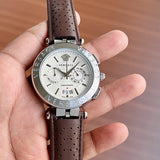Buy Shop Versace Aion Chronograph White Dial Brown Leather Strap Watch for Men - VBR010017 USA Online