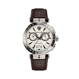 Buy Shop Versace Aion Chronograph White Dial Brown Leather Strap Watch for Men - VBR010017 USA Online