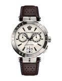 Buy Shop Versace Aion Chronograph White Dial Brown Leather Strap Watch for Men - VBR010017 USA Online