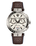Buy Shop Versace Aion Chronograph White Dial Brown Leather Strap Watch for Men - VBR010017 USA Online