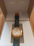 Buy Shop Versace Aion Chronograph White Dial Green Leather Strap Watch for Men - VBR020017 USA Online