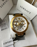 Buy Shop Versace Aion Chronograph White Dial Green Leather Strap Watch for Men - VBR020017 USA Online