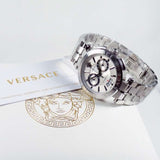 Buy Shop Versace Aion Chronograph White Dial Silver Steel Strap Watch for Men - VBR040017 USA Online