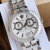 Buy Shop Versace Aion Chronograph White Dial Silver Steel Strap Watch for Men - VBR040017 USA Online