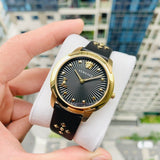 Buy Shop Versace Audrey Quartz Black Dial Black Leather Strap Watch for Women - VELR00319 USA Online