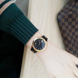 Buy Shop Versace Audrey Quartz Black Dial Black Leather Strap Watch for Women - VELR00319 USA Online