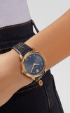 Buy Shop Versace Audrey Quartz Black Dial Black Leather Strap Watch for Women - VELR00319 USA Online