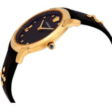 Buy Shop Versace Audrey Quartz Black Dial Black Leather Strap Watch for Women - VELR00319 USA Online