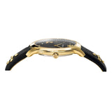 Buy Shop Versace Audrey Quartz Black Dial Black Leather Strap Watch for Women - VELR00319 USA Online