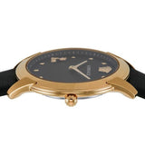 Buy Shop Versace Audrey Quartz Black Dial Black Leather Strap Watch for Women - VELR00319 USA Online