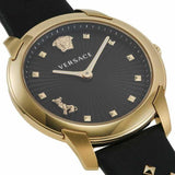 Buy Shop Versace Audrey Quartz Black Dial Black Leather Strap Watch for Women - VELR00319 USA Online
