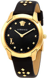 Buy Shop Versace Audrey Quartz Black Dial Black Leather Strap Watch for Women - VELR00319 USA Online