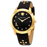 Versace Audrey Quartz Black Dial Black Leather Strap Watch for Women - VELR00319