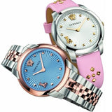 Buy Shop Versace Audrey Quartz Blue Dial Two Tone Steel Strap Watch for Women - VELR00619 USA Online