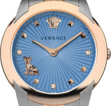Buy Shop Versace Audrey Quartz Blue Dial Two Tone Steel Strap Watch for Women - VELR00619 USA Online