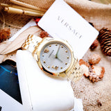 Buy Shop Versace Audrey Quartz Grey Dial Gold Steel Strap Watch for Women - VELR00719 USA Online