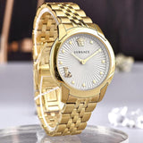 Buy Shop Versace Audrey Quartz Grey Dial Gold Steel Strap Watch for Women - VELR00719 USA Online