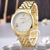 Buy Shop Versace Audrey Quartz Grey Dial Gold Steel Strap Watch for Women - VELR00719 USA Online