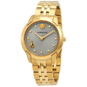 Buy Shop Versace Audrey Quartz Grey Dial Gold Steel Strap Watch for Women - VELR00719 USA Online