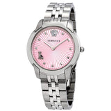 Versace Audrey Quartz Pink Dial Silver Steel Strap Watch for Women - VELR00419