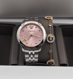 Buy Shop Versace Audrey Quartz Pink Dial Silver Steel Strap Watch for Women - VELR00419 USA Online
