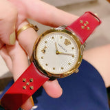 Buy Shop Versace Audrey Quartz Silver Dial Red Leather Strap Watch for Women - VELR00219 USA Online