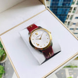 Buy Shop Versace Audrey Quartz Silver Dial Red Leather Strap Watch for Women - VELR00219 USA Online
