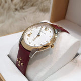 Buy Shop Versace Audrey Quartz Silver Dial Red Leather Strap Watch for Women - VELR00219 USA Online