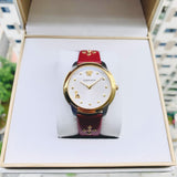 Buy Shop Versace Audrey Quartz Silver Dial Red Leather Strap Watch for Women - VELR00219 USA Online