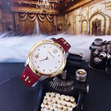 Buy Shop Versace Audrey Quartz Silver Dial Red Leather Strap Watch for Women - VELR00219 USA Online