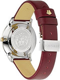 Buy Shop Versace Audrey Quartz Silver Dial Red Leather Strap Watch for Women - VELR00219 USA Online