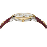 Buy Shop Versace Audrey Quartz Silver Dial Red Leather Strap Watch for Women - VELR00219 USA Online