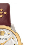 Buy Shop Versace Audrey Quartz Silver Dial Red Leather Strap Watch for Women - VELR00219 USA Online