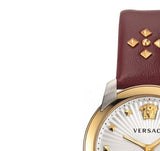 Buy Shop Versace Audrey Quartz Silver Dial Red Leather Strap Watch for Women - VELR00219 USA Online
