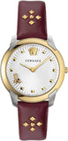 Buy Shop Versace Audrey Quartz Silver Dial Red Leather Strap Watch for Women - VELR00219 USA Online