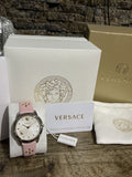 Buy Shop Versace Audrey Quartz White Dial Pink Leather Strap Watch for Women - VELR00119 USA Online