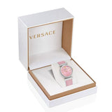Buy Shop Versace Audrey Quartz White Dial Pink Leather Strap Watch for Women - VELR00119 USA Online