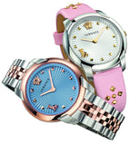 Buy Shop Versace Audrey Quartz White Dial Pink Leather Strap Watch for Women - VELR00119 USA Online