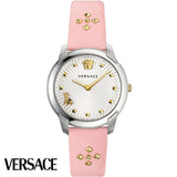 Buy Shop Versace Audrey Quartz White Dial Pink Leather Strap Watch for Women - VELR00119 USA Online