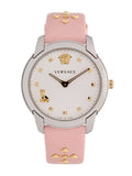 Buy Shop Versace Audrey Quartz White Dial Pink Leather Strap Watch for Women - VELR00119 USA Online