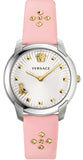 Buy Shop Versace Audrey Quartz White Dial Pink Leather Strap Watch for Women - VELR00119 USA Online