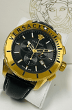 Buy Shop Versace Casual Chronograph Black Dial Black Leather Strap Watch for Men - VERG003-18 USA Online