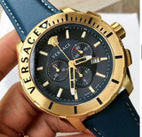 Buy Shop Versace Casual Chronograph Black Dial Black Leather Strap Watch for Men - VERG003-18 USA Online