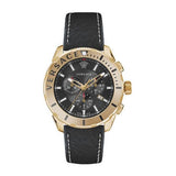 Buy Shop Versace Casual Chronograph Black Dial Black Leather Strap Watch for Men - VERG003-18 USA Online