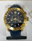 Buy Shop Versace Casual Chronograph Blue Dial Blue Leather Strap Watch for Men - VERG004-18 USA Online